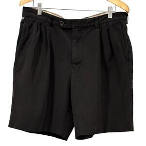 Vintage Y2K Tommy Bahama Silk Cotton Pleated Shorts Black Resort Golf Mens Sz 36